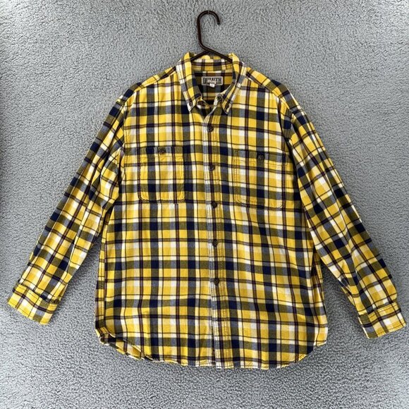 Duluth Trading L/S Shirt Mens Large Button Up Madras Plaid Heavy Flannel READ‎ - Picture 1 of 12